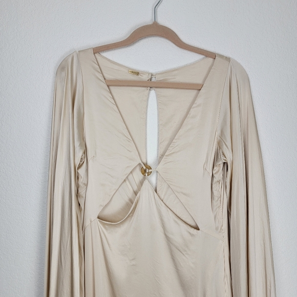 Cult Gaia Shaine Gown Maxi Cape Bridal Silk Cutouts White Ivory Medium - Picture 11 of 17